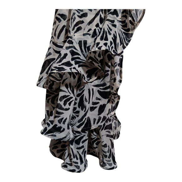 Alexis Beautiful One Shoulder Printed Dress with Side Slit and Tiered Ruffles - Picture 7 of 15